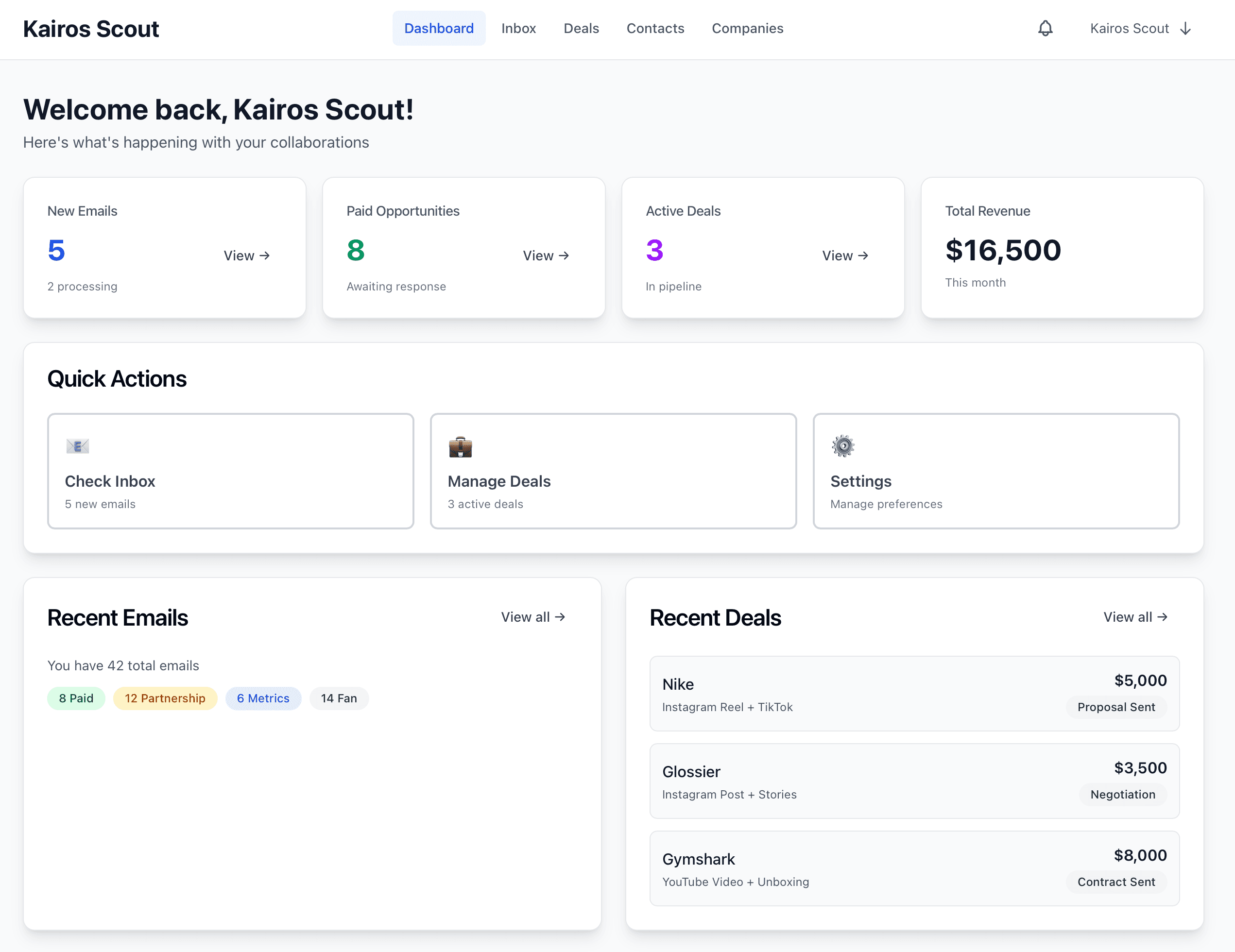 Kairos Scout Dashboard